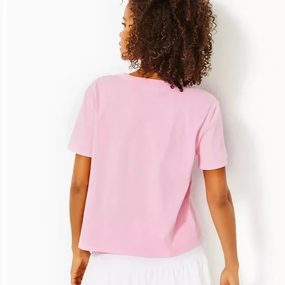 Lilly Pulitzer Rally Tee in Peony Pink ‘Holding Court’ Tennis Graphic XL 🆕 NWT - Picture 2 of 12